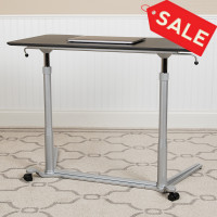 Flash Furniture NAN-IP-6-1-BK-GG Sit-Down, Stand-Up Black Computer Ergonomic Desk with 37.375